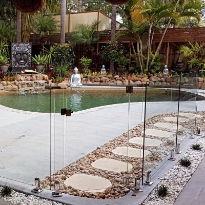 pool concrete with glass